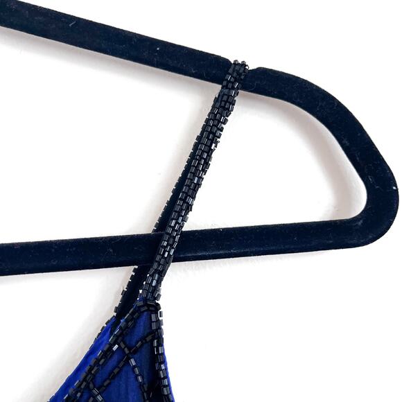 VTG 90s Y2K Whimsigoth Fairy Silk Beaded Maxi Dress Size XS Black Blue Sheer - Picture 6 of 16